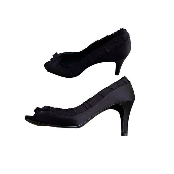 Pedro Garcia Noemi Black Satin Heels 6.5 NEW with box - Picture 5 of 13